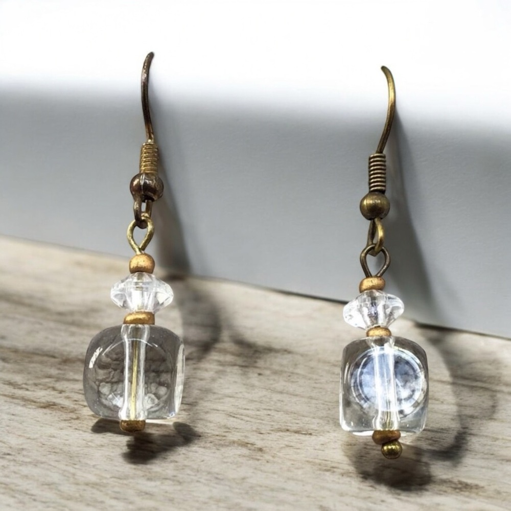 Handcrafted Glass Lampwork Bead Earrings | Gold, Bronze And Glass Beads Handmade